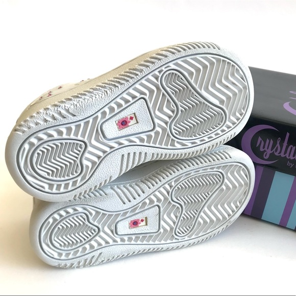 CRYSTALUNA by Stride Rite JAMMIN White Pink Gemstone Leather Lace-Up Sneakers 6M - Picture 5 of 7